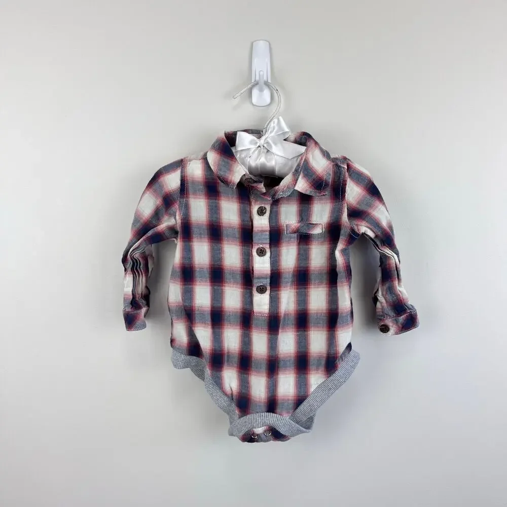 Me & Henry Corduroy Overalls and Plaid Bodysuits Bundle 9-12 Months